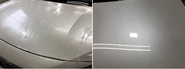 ボディコーティングメンテナンス施工のようす　（プジョー　３００８）